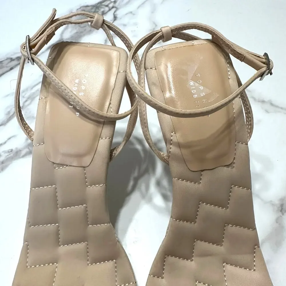 Topshop Square Toe Cushioned Stiletto Heels Size 8W Minimalist Wedding Party